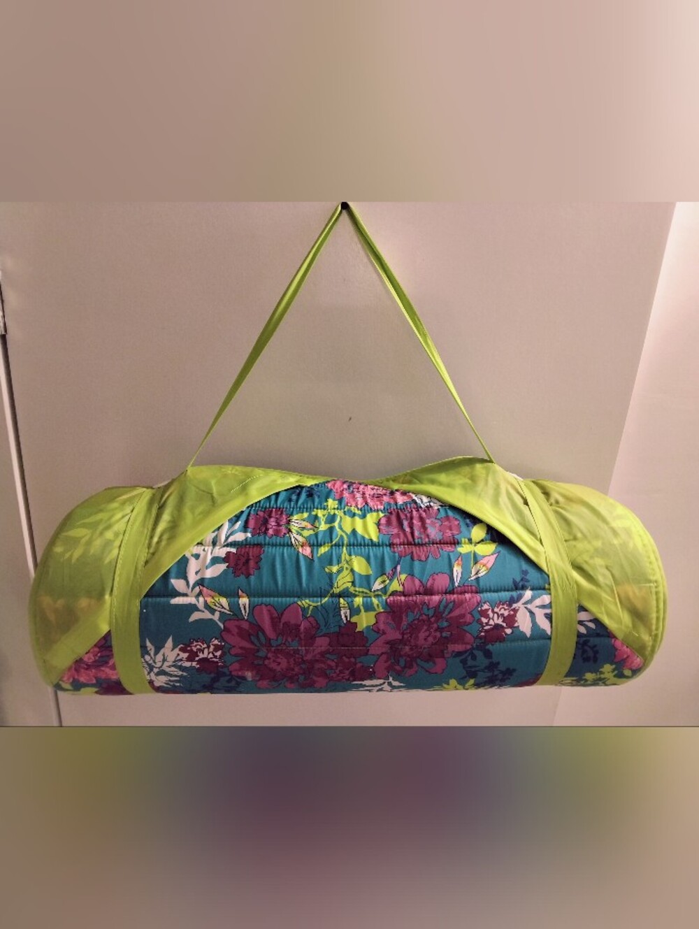 Laura Ashley Floral Quilted Yoga Mat Bag in Teal and Lime